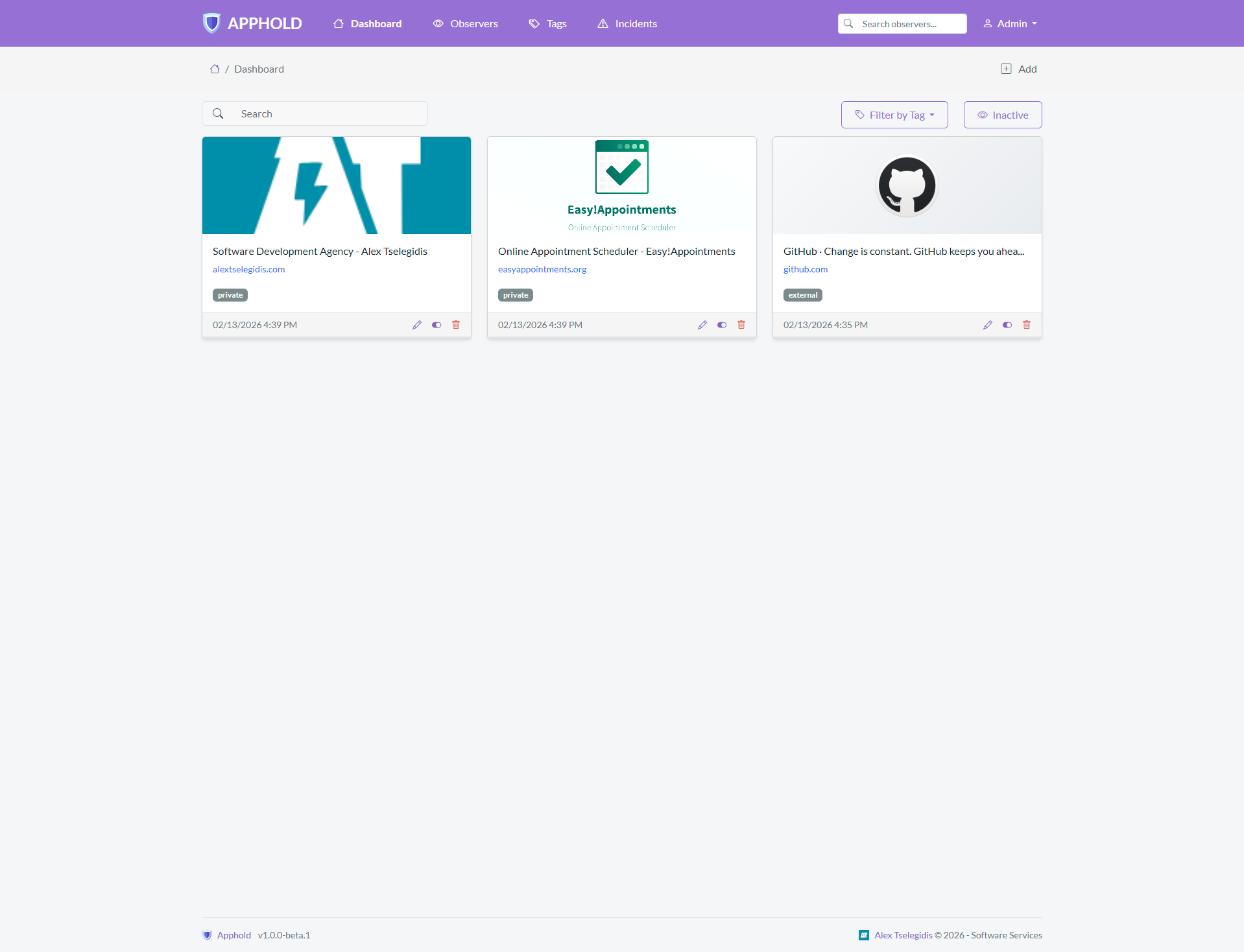 Apphold application screenshot